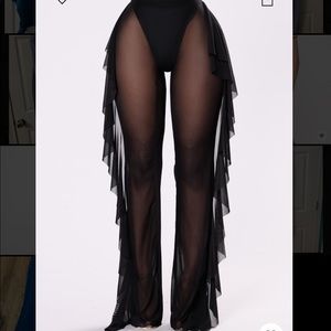 SHEER BLACK BOTTOM COVER UP